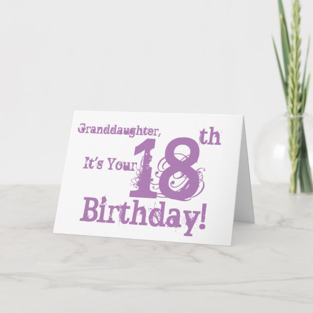 Granddaughter's 18th birthday in purple. card (Front)