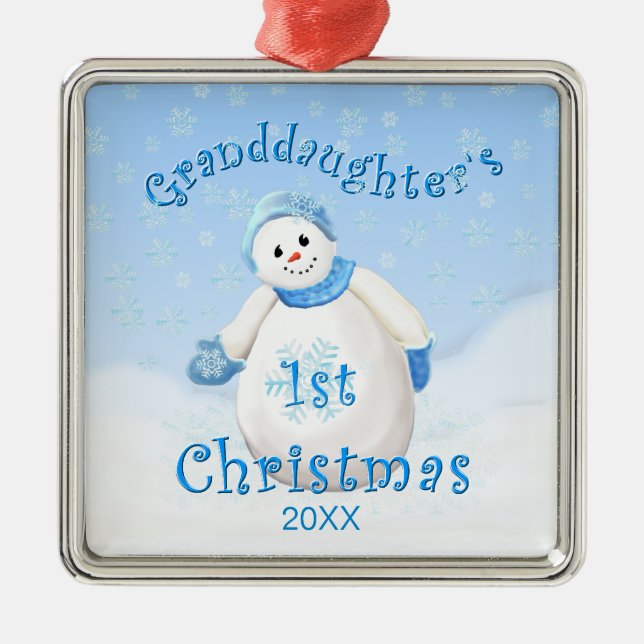 Granddaughter's 1st Christmas Snowman Ornament (Front)