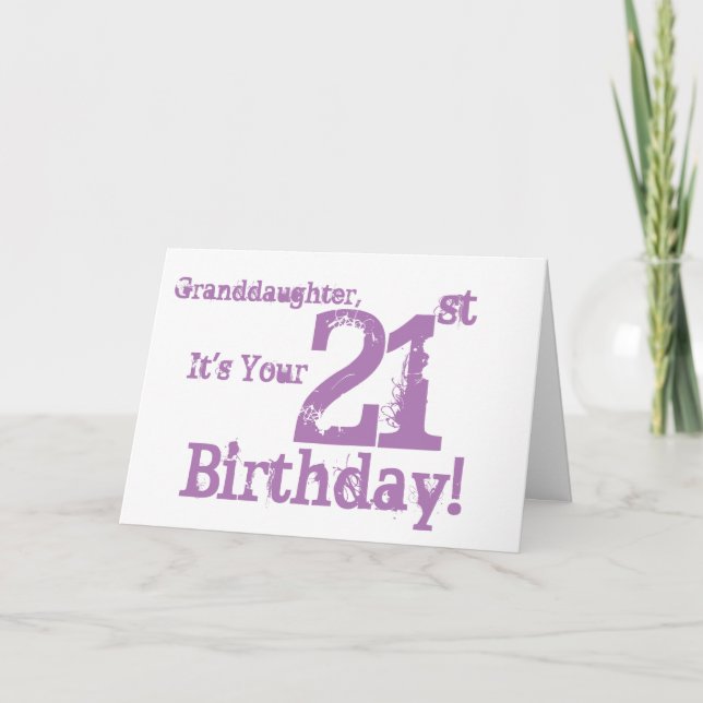 Granddaughter's 21st birthday in purple. card (Front)
