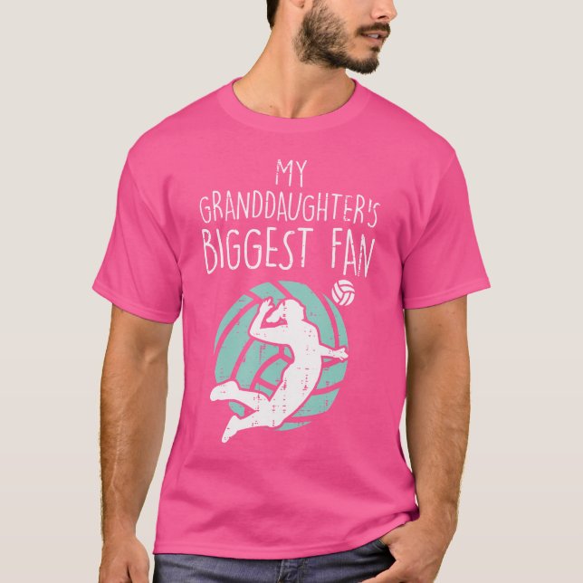 Granddaughters Biggest Fan Volleyball Family Grand T-Shirt (Front)