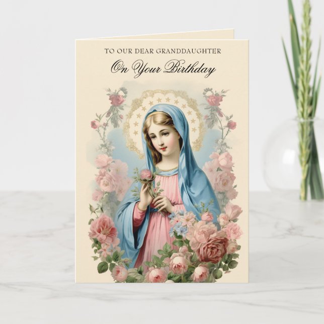 Granddaughters Birthday Religious Floral Scripture Card (Front)