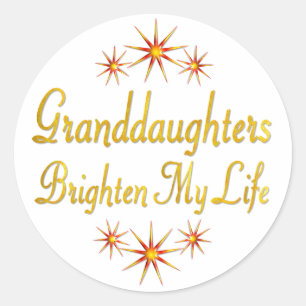 Granddaughters Brighten My Life Classic Round Sticker