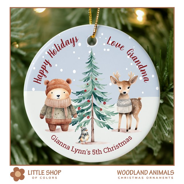 Granddaughters Christmas Woodland Animals Ceramic Tree Decoration (Creator Uploaded)