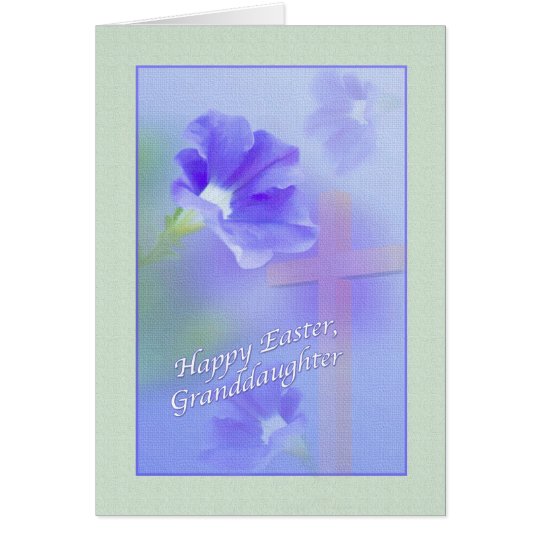 Granddaughter's Easter Card with Flowers and Cross