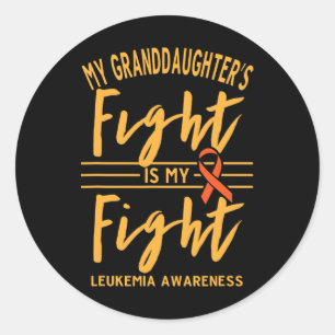 Granddaughter's Fight Is My Fight Leukaemia Awaren Classic Round Sticker