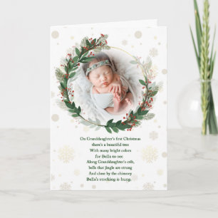 Granddaughter's Photo and Name 1st Christmas Holiday Card