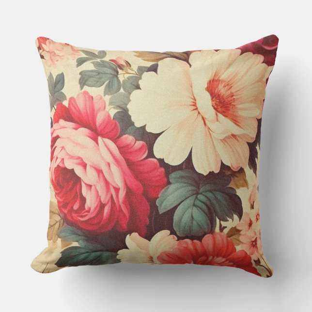 Grandeur Garden Bloom Throw Pillow (Front)