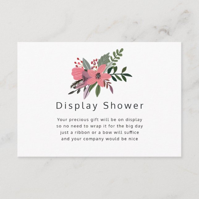 Grandeur Plum & Pink Floral Bridal Display Shower Enclosure Card (Front)