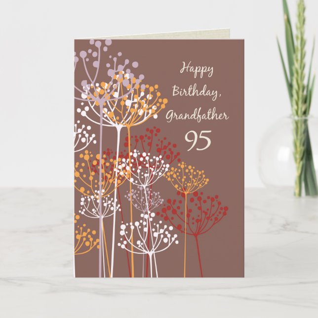 Grandfather 95th Birthday Brown Wildflowers Card (Front)