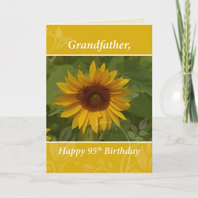 Grandfather 95th Birthday with Sunflower Card (Front)