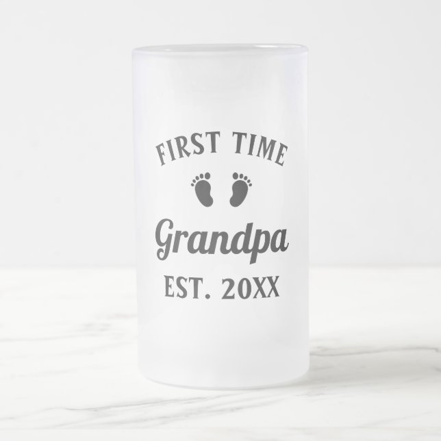 Grandfather Abuelo Nonno Gramps First Time Grandpa Frosted Glass Beer Mug (Center)