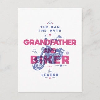 Grandfather and biker the man the myth the legend postcard