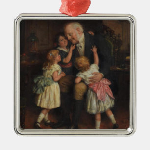 Grandfather and Granddaughters (by Joseph Clark) Metal Tree Decoration