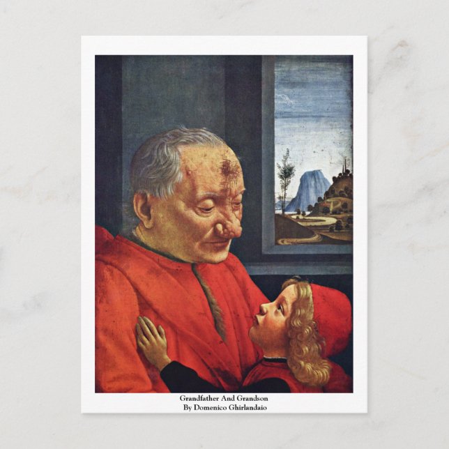 Grandfather And Grandson By Domenico Ghirlandaio Postcard (Front)