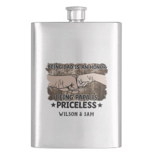 Grandfather Being Papa Is Priceless Father Fla Hip Flask