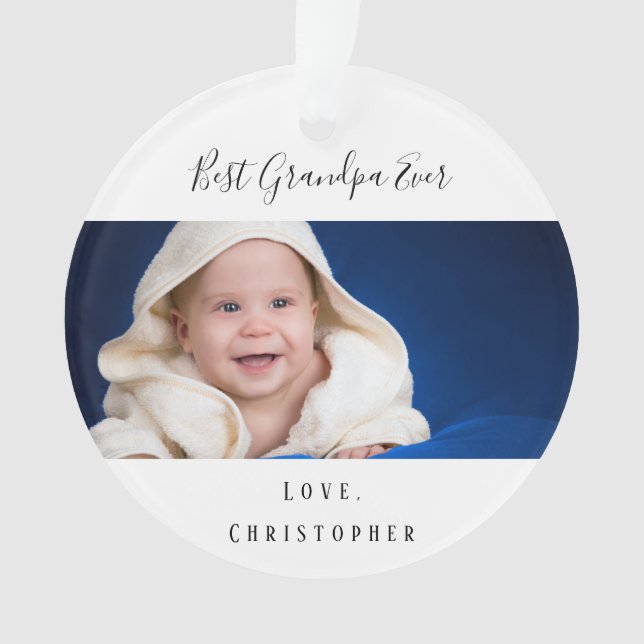 Grandfather Best Grandpa Ever baby photo Ornament (Front)