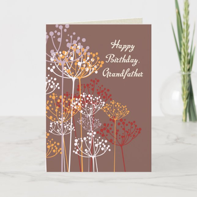 Grandfather Birthday Brown Wildflowers Religious Card (Front)