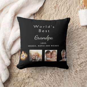 Grandfather black photo collage cushion
