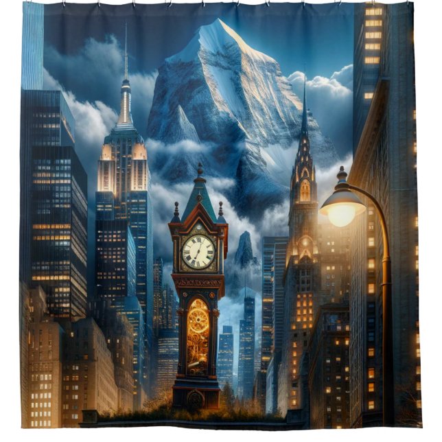 Grandfather Clock Shower Curtain (Front)