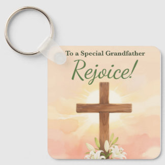 Grandfather Easter Rejoice Cross and Lilies Key Ring