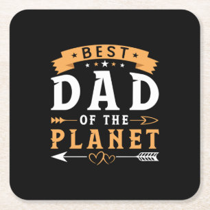 Grandfather Gift Best Dad Of The Planet Square Paper Coaster