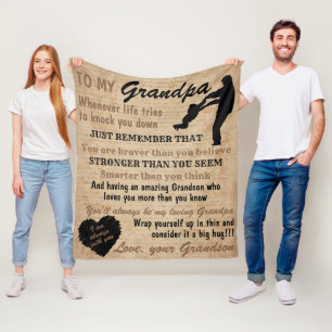 Grandfather Gift From Grandson Decor Fleece Blanket