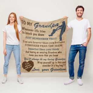 Grandfather Gift From Grandson Retro Vintage Fleece Blanket