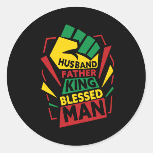 Grandfather Gift Husband Father And King Classic Round Sticker