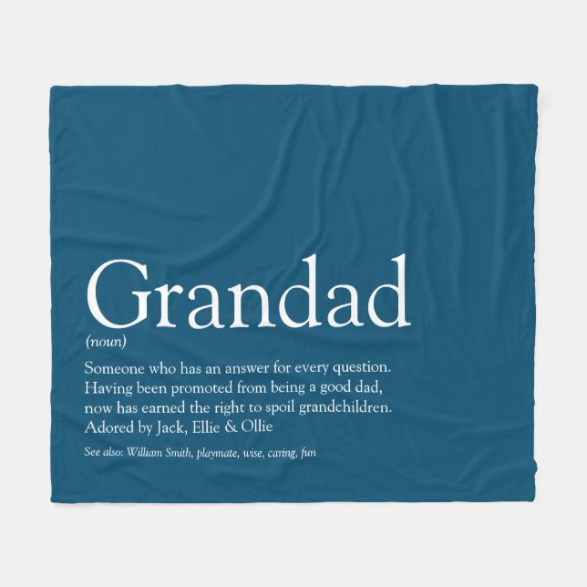 Grandfather Grandad Definition Blue Fleece Blanket (Front (Horizontal))