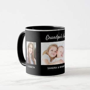 Grandfather grandchildren photo names Black Mug