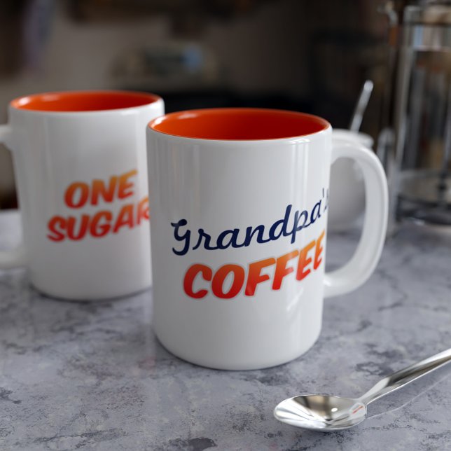 Grandfather Grandpa One Sugar Orange Two-Tone Coffee Mug (Creator Uploaded)