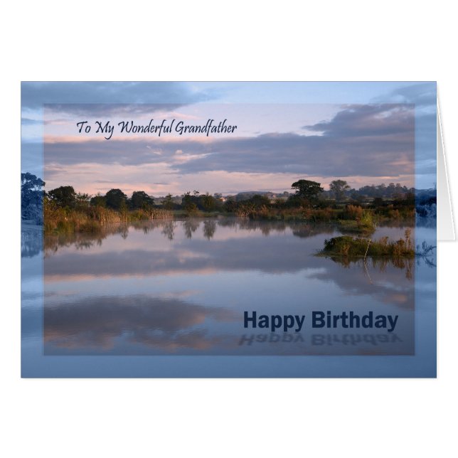 Grandfather, Lake at dawn Birthday card (Front Horizontal)