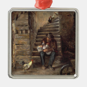 Grandfather Looking After His Grandson Metal Tree Decoration
