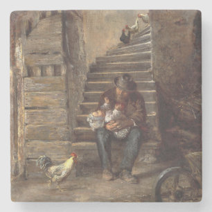 Grandfather Looking After His Grandson Stone Coaster