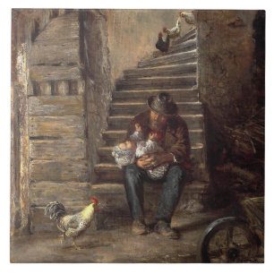 Grandfather Looking After His Grandson Tile