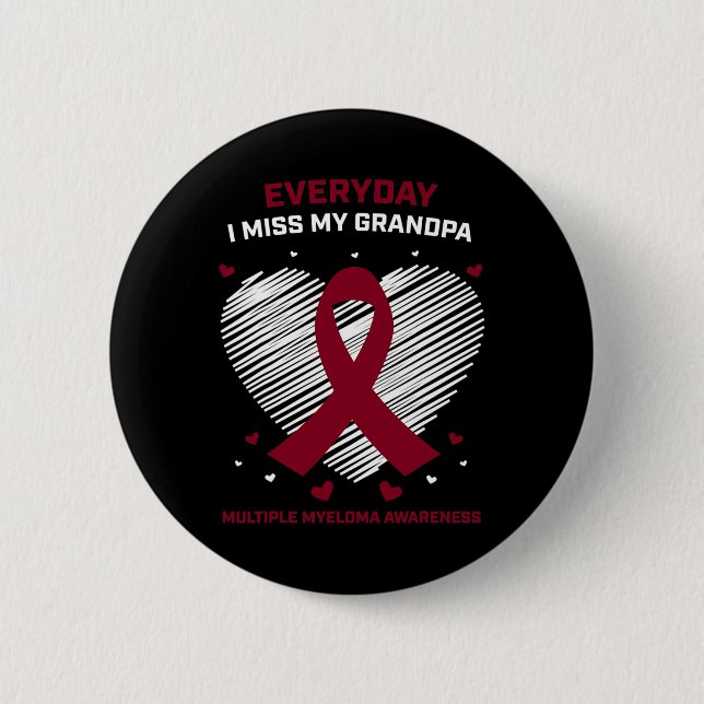 Grandfather Multiple Myeloma Grandpa Blood Cancer  6 Cm Round Badge (Front)