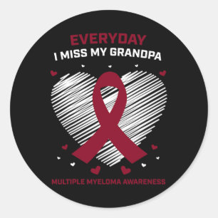 Grandfather Multiple Myeloma Grandpa Blood Cancer  Classic Round Sticker