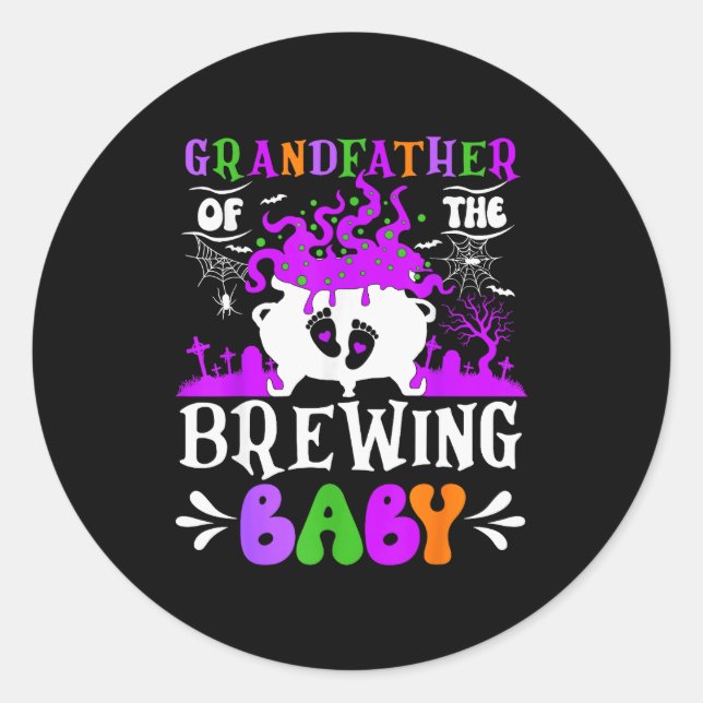 Grandfather Of The Brewing Baby Grandpa To Be Hall Classic Round Sticker (Front)