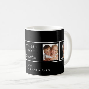 Grandfather photo collage black coffee mug
