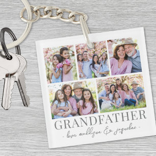 Grandfather Photo Collage Key Ring