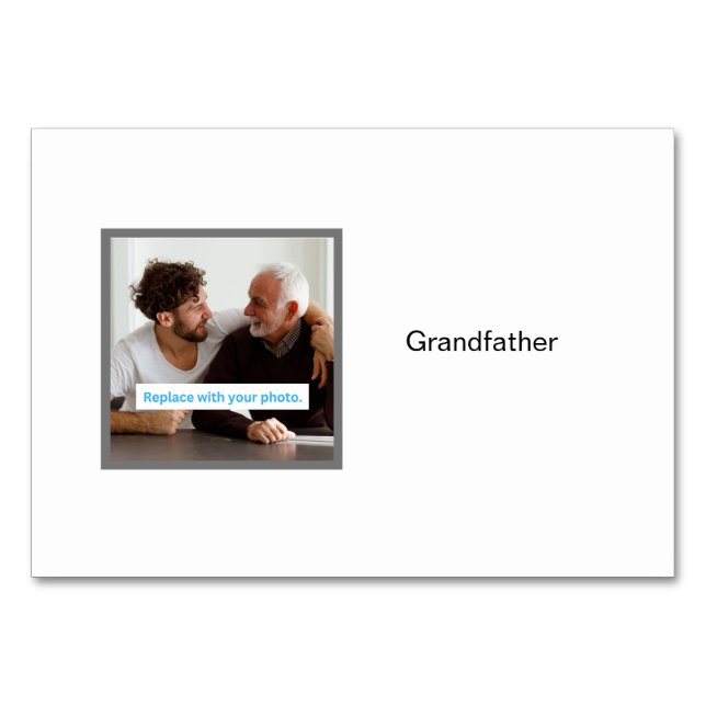 Grandfather Photo Personalised Family Flashcards Table Number (Front)