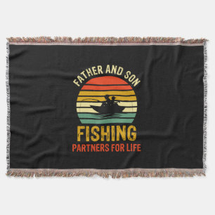 Grandfather Quotes Father And Son Fishing Partner Throw Blanket
