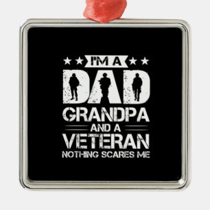 Grandfather Quotes I Am A Dad And A Veteran Metal Tree Decoration
