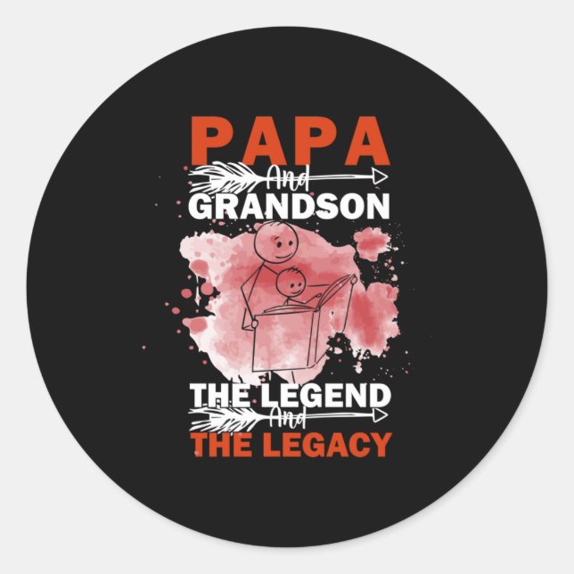 Grandfather Quotes | Papa And Grandson Classic Round Sticker (Front)