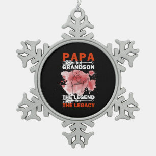 Grandfather Quotes Papa And Grandson Snowflake Pewter Christmas Ornament