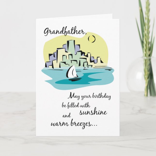 Grandfather Sailboat City Birthday Card (Front)