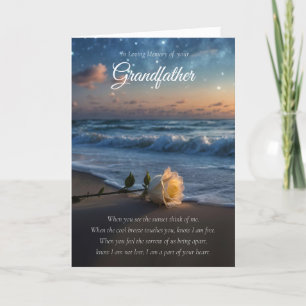 Grandfather Sympathy Memorial Beach and Rose Card