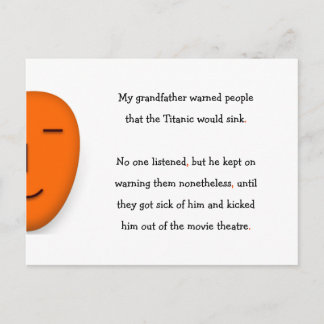 Grandfather Warned Titanic Sink Funny Humour Joke Postcard