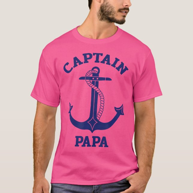 Grandfather'S Day Nautical Anchor Captain Papa T-Shirt (Front)