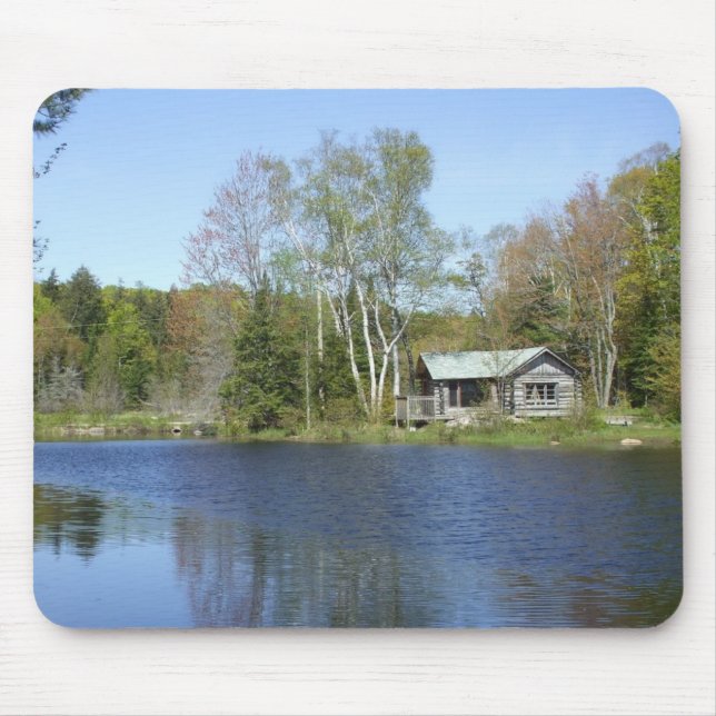 Grandfather's Rustic Cabin Water Scene Mouse Mat (Front)